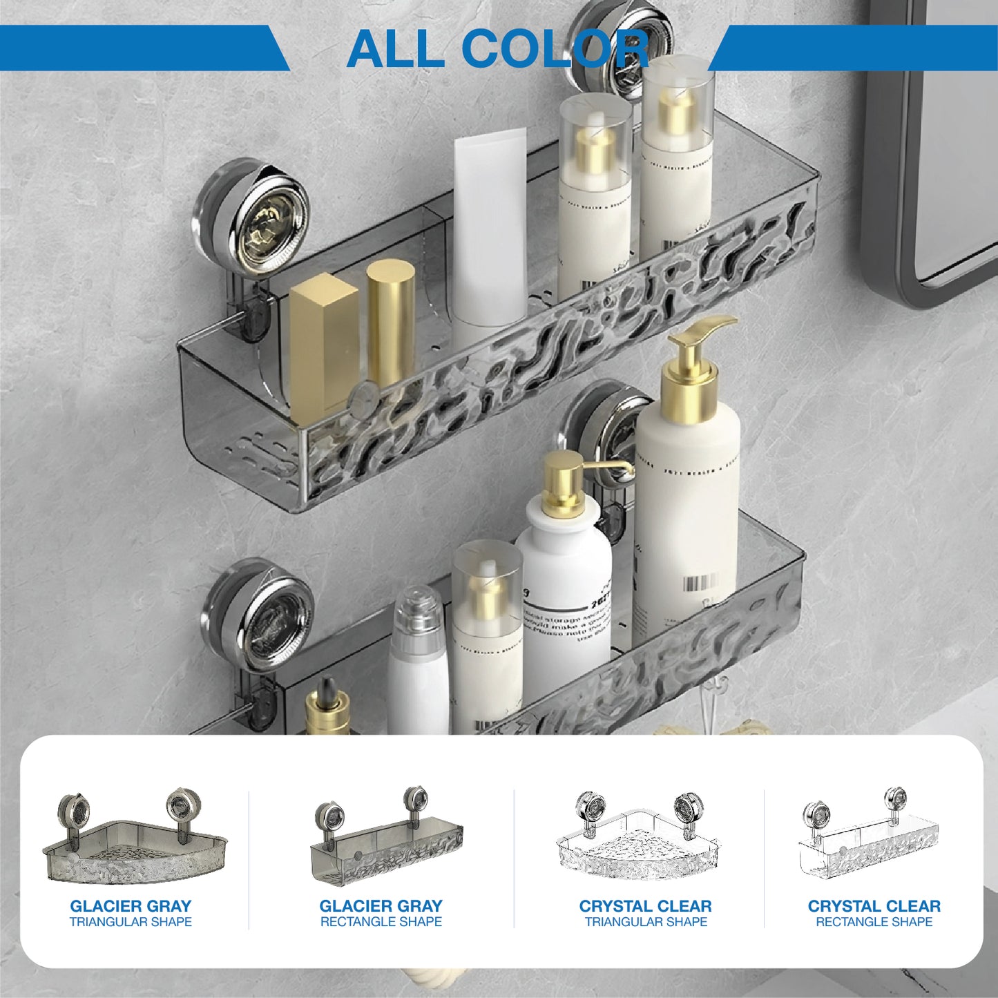 DOMIVIEW™ UltraGrip Shower Caddy – No-Drill, Rustproof & Reusable with Hooks