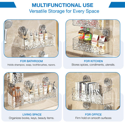 DOMIVIEW™ CrystalClear Shower Caddy - No-Drill, Rustproof & Reusable with Hooks