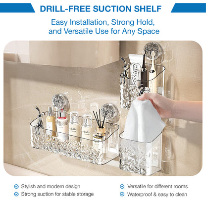 DOMIVIEW™ CrystalClear Shower Caddy - No-Drill, Rustproof & Reusable with Hooks