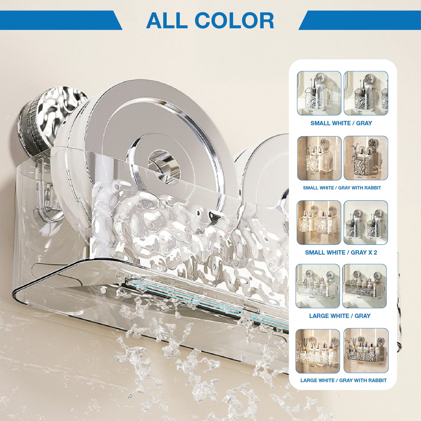 DOMIVIEW™ CrystalClear Shower Caddy - No-Drill, Rustproof & Reusable with Hooks