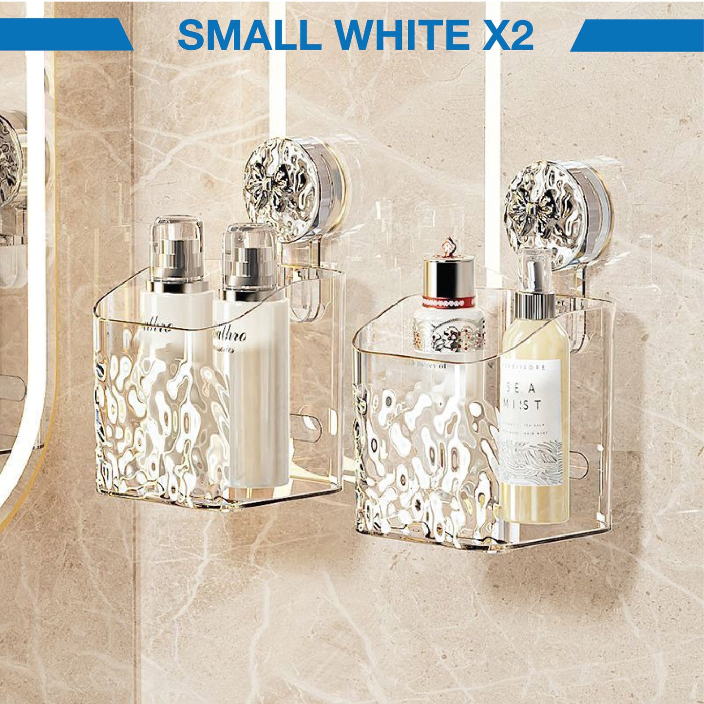 DOMIVIEW™ CrystalClear Shower Caddy - No-Drill, Rustproof & Reusable with Hooks