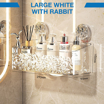 DOMIVIEW™ CrystalClear Shower Caddy - No-Drill, Rustproof & Reusable with Hooks
